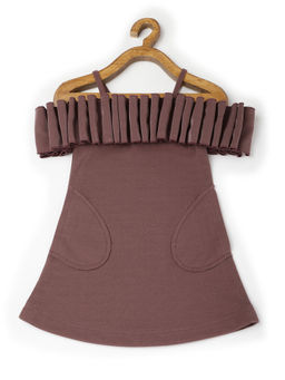 Tic Tac Toe Kids - Girls Pleated Brown Spaghetti Dress