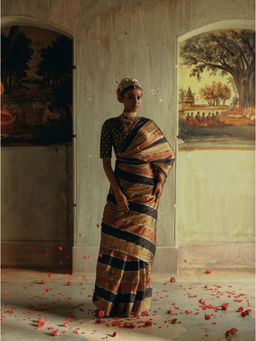 Huts and Looms - Multicoloured Handloom Tissue Saree