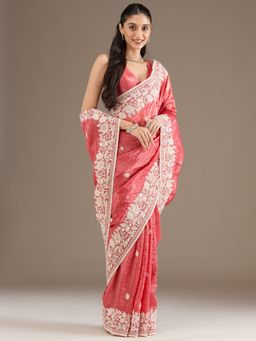 Koskii - Women Sequins Tissue Saree With Unstitched Blouse