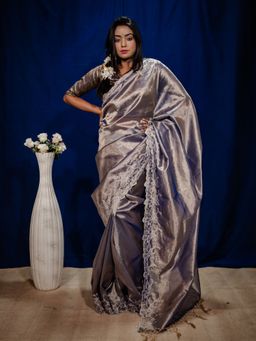 Uttariya - Varnika Colorful Grace Tissue Silk Embroidered Saree with Unstitched Blouse