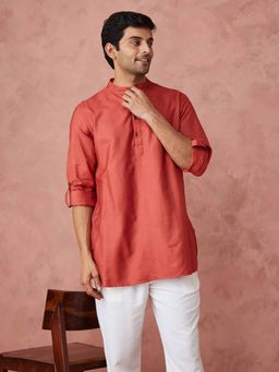 Fabindia - Coral Viscose Silk Round Slim Fit Short Kurta