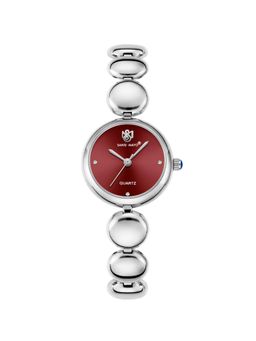 Sansi Mayo - Lyana Red Silver Round Analog Watch (SM-L-0085-S-S-ME) (M)