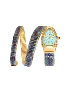 Sansi Mayo - Koil Blue Gold Oval Analog Watch (SM-L-0089-TTGBBL-G-SB) (M)