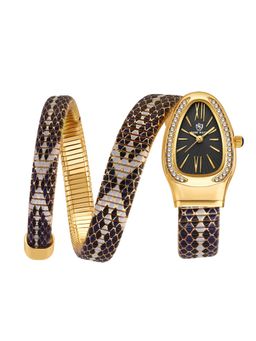 Sansi Mayo - Koil Black Gold Oval Analog Watch (SM-L-0089-TTGBS-G-B) (M)