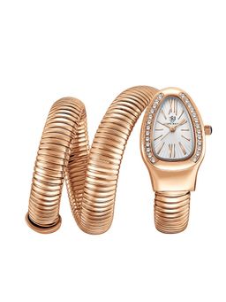 Sansi Mayo - Snake White Rose Gold Oval Analog Watch (SM-L-0091-RG-RG-W) (M)