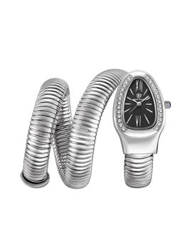 Sansi Mayo - Snake Black Silver Oval Analog Watch (SM-L-0091-S-S-B) (M)