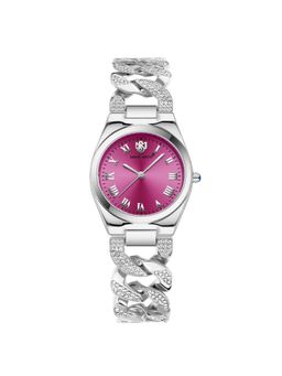 Sansi Mayo - Elora Magenta Silver Round Analog Watch (SM-L-314-S-S-DP) (M)
