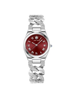 Sansi Mayo - Elora Red Silver Round Analog Watch (SM-L-314-S-S-ME) (M)