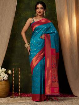 Garden VARELI - Banarasi Turquoise Art Silk with Woven Saree