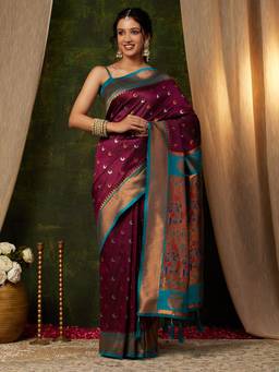 Garden VARELI - Banarasi Wine Art Silk Woven Design Saree