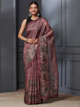 Garden VARELI - Daily Wear Mauve Pure Cotton with Graphic Design Saree