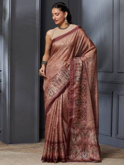 Garden VARELI - Banarasi Beige Pure Cotton with Floral Design Saree