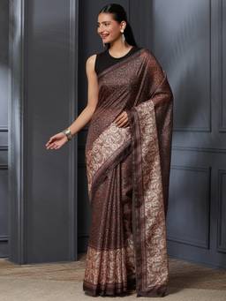 Garden VARELI - Banarasi Olive Pure Cotton with Floral Design Saree