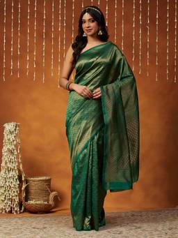 Garden VARELI - Banarasi Bottle Green Art Silk with Woven Saree