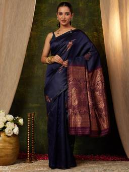 Garden VARELI - Navy Blue Banarasi Art Silk with Woven Saree