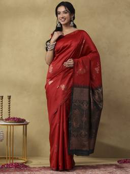Garden VARELI - Banarasi Red Art Silk with Woven Saree