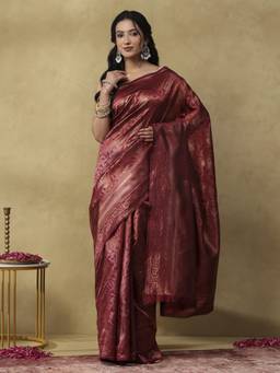 Garden VARELI - Women Banarasi Maroon Art Silk with Woven Design Saree