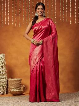 Garden VARELI - Banarasi Pink Art Silk Woven Design Saree