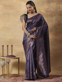 Garden VARELI - Banarasi Women Purple Art Silk with Woven Design Saree