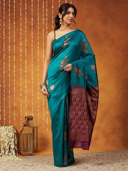Garden VARELI - Banarasi Rama Green Art Silk Woven Saree