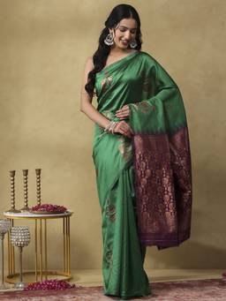 Garden VARELI - Banarasi Green Art Silk with Woven Festive Saree