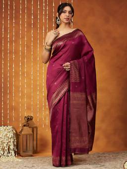 Garden VARELI - Banarasi Wine Woven Design Art Silk Saree