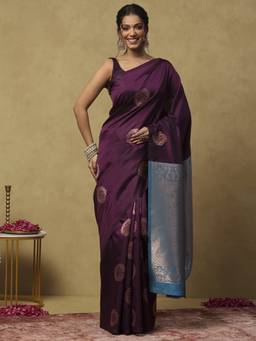 Garden VARELI - Purple Banarasi Art Silk with Woven Design Saree