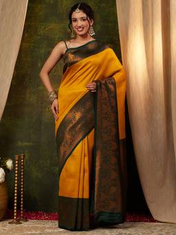 Garden VARELI - Banarasi Yellow Art Silk with Woven Handloom Saree