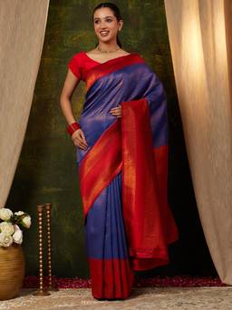 Garden VARELI - Banarasi Women Royal Blue Art Silk with Woven Saree