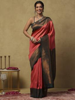 Garden VARELI - Banarasi Peach Pink Art Silk with Woven Design Saree