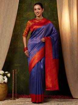 Garden VARELI - Banarasi Royal Blue Art Silk with Woven Design Saree