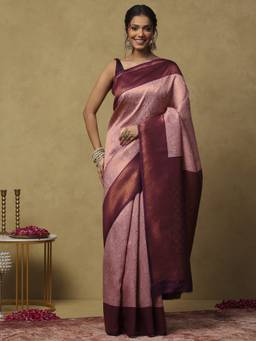 Garden VARELI - Banarasi Light Pink Art Silk with Woven Design Saree