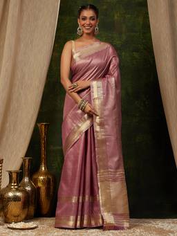 Garden VARELI - Banarasi Onion Pink Art Silk with Woven Design Saree