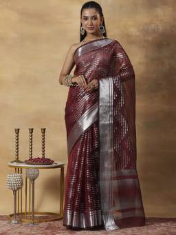 Garden VARELI - Banarasi Maroon Art Silk with Woven Saree