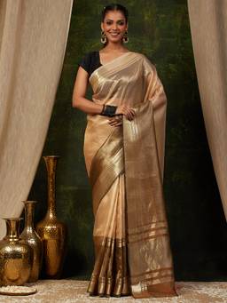 Garden VARELI - Banarasi Beige Art Silk with Woven Design Saree