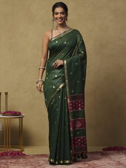 Garden VARELI - Banarasi Bottle Green with Woven Design Saree