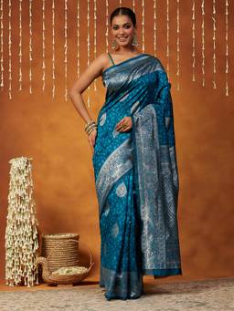 Garden VARELI - Banarasi Blue Art Silk with Woven Design Zari Saree