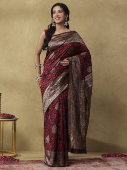 Garden VARELI - Banarasi Brown Art Silk with Woven Design Saree