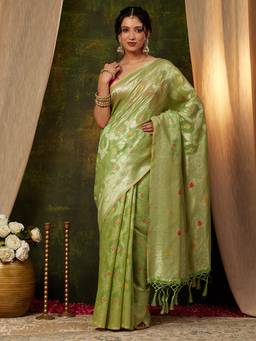 Garden VARELI - Banarasi Green Woven Design Art Silk Saree