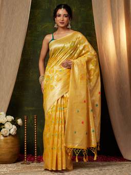 Garden VARELI - Banarasi Yellow Art Silk Hadloom Woven Saree