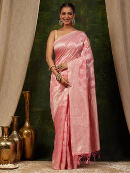 Garden VARELI - Pink Art Silk with Banarasi Woven Design Saree