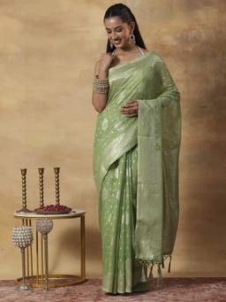 Garden VARELI - Banarasi Light Sea Green Art Silk with Woven Design Saree