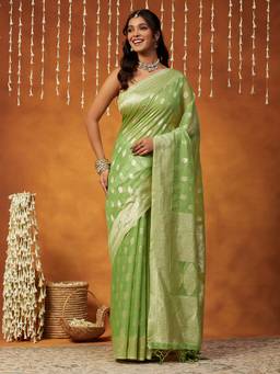 Garden VARELI - Banarasi Green Art Silk Saree