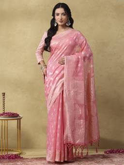 Garden VARELI - Banarasi Pastel Pink Art Silk with Woven Design Saree