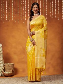 Garden VARELI - Banarasi Yellow Art Silk Handloom Zari Woven Design Saree