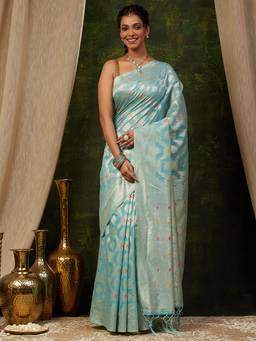 Garden VARELI - Banarasi Blue Art Silk Zari Woven Design Saree