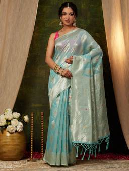 Garden VARELI - Banarasi Turquoise Art Silk with Woven Saree