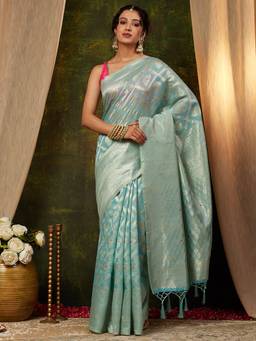 Garden VARELI - Banarasi Blue Art Silk Hadloom Woven Design Saree