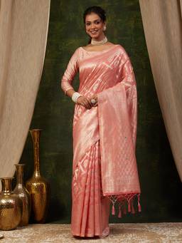 Garden VARELI - Banarasi Pink Women Art Silk with Woven Design Saree