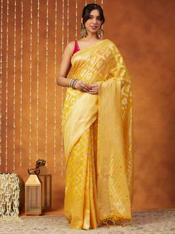 Garden VARELI - Banarasi Zari Yellow Art Silk with Woven Saree